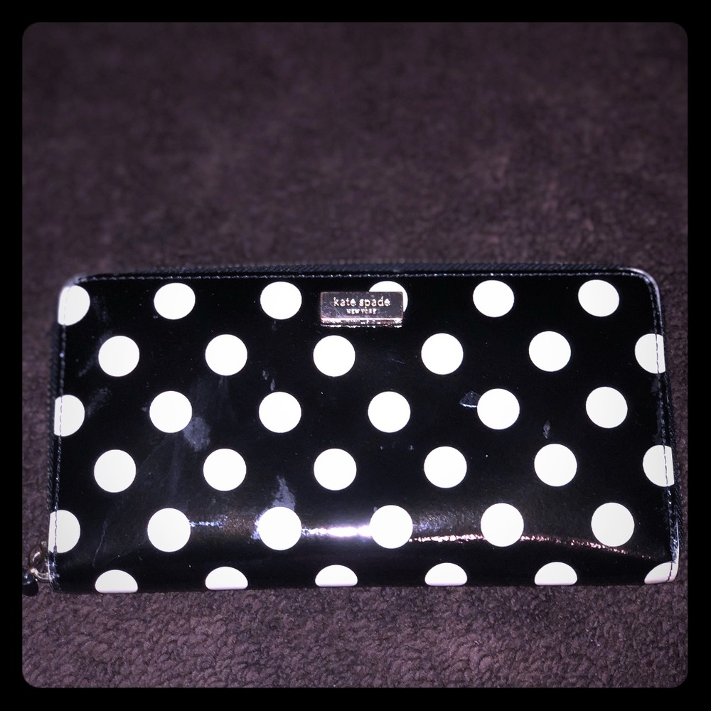 Authentic Kate spade b&w polka dot wallet
